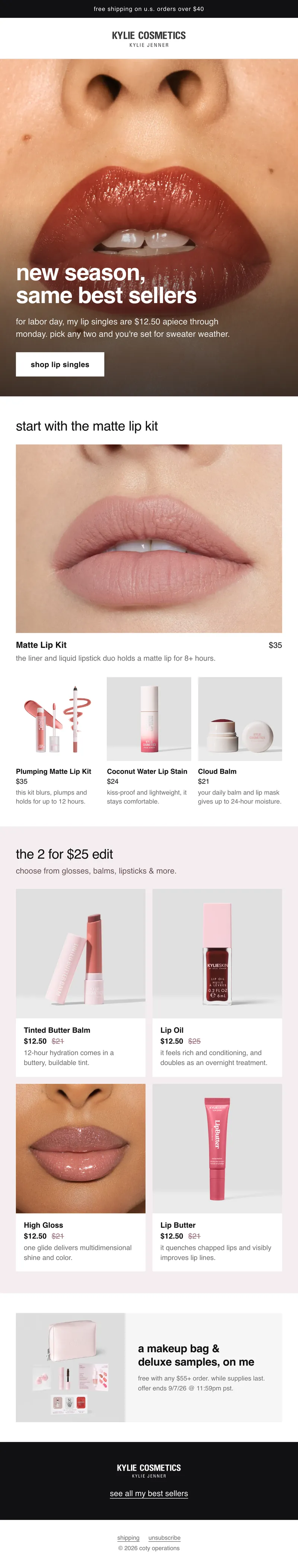 Kylie Cosmetics email, in full